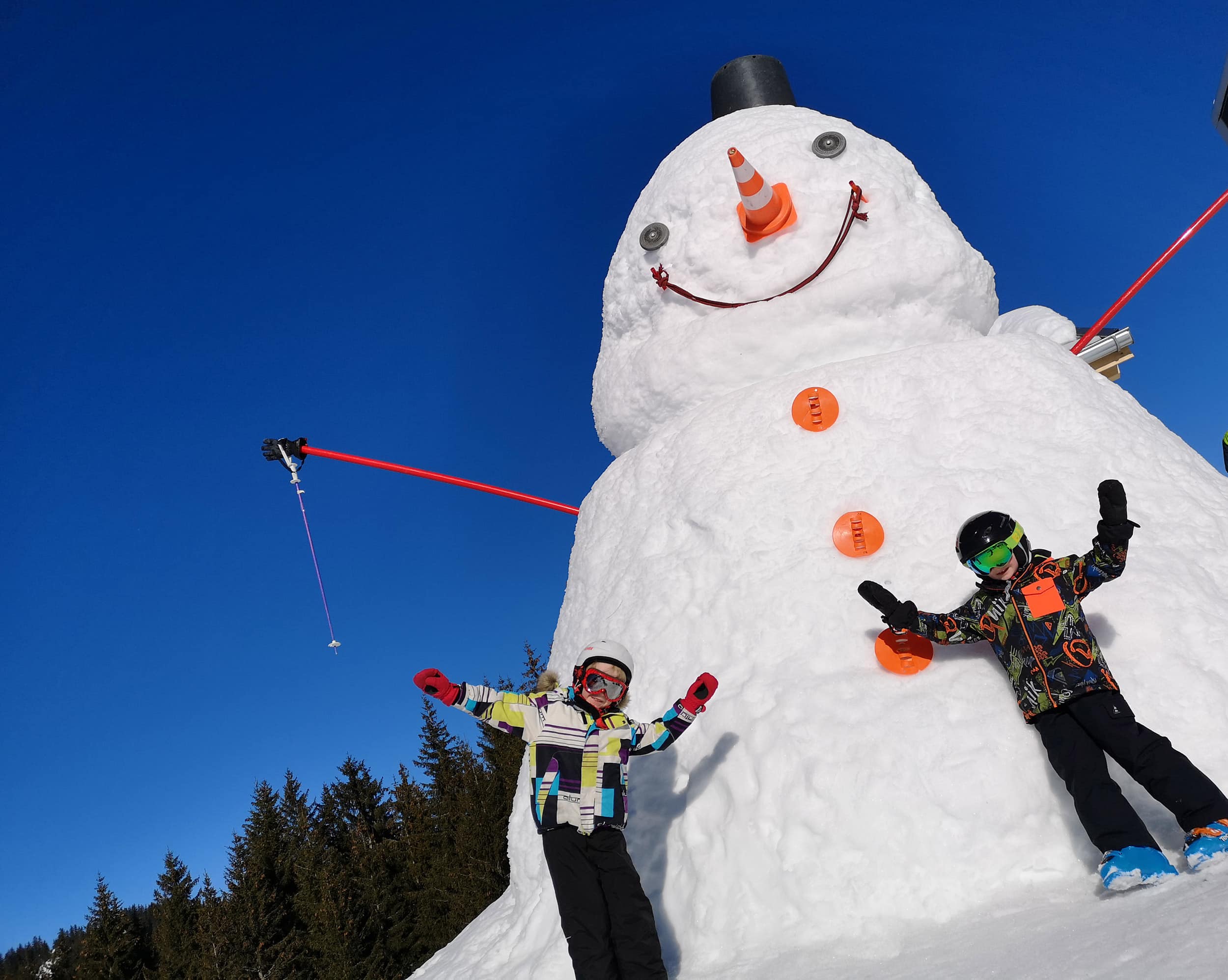 Huge Snowman Kids Ski Lessons Morzine